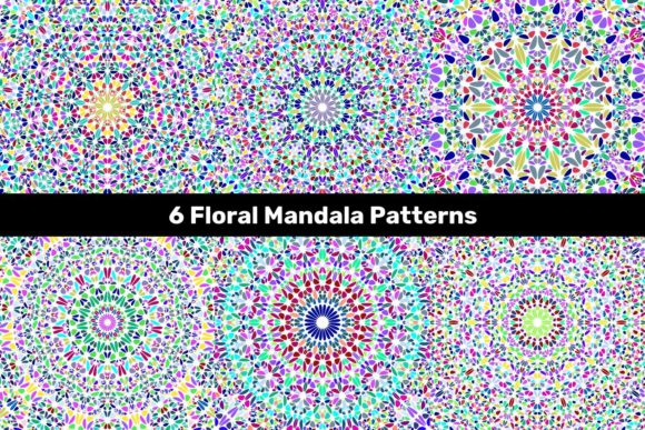 6 Multicolored Floral Mandala Patterns