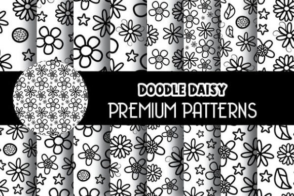 Black and White Daisy Doodle Patterns: A Creative Resource for Digital Projects