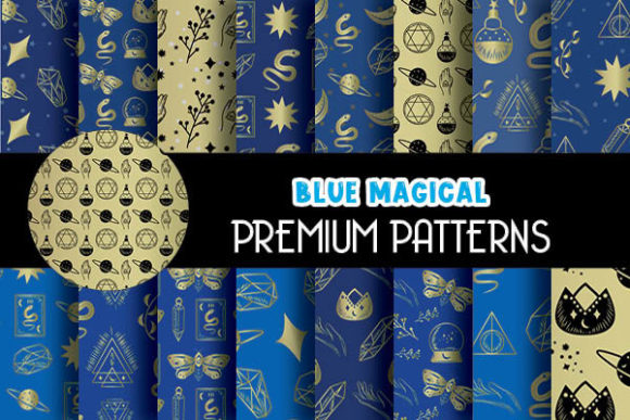 Blue Magical Digital Papers Patterns