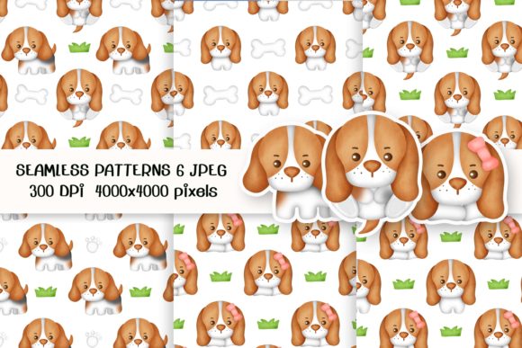 Cute Beagle Dogs Seamless Patterns for Creative Projects