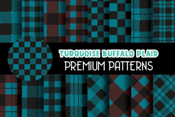 Dark Turquoise Buffalo Plaid Patterns