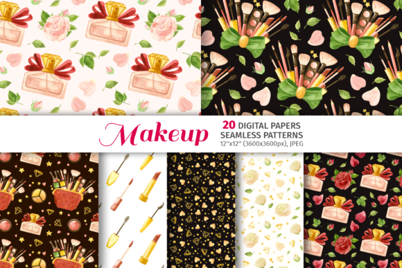 Glam Digital Paper and Makeup Seamless Pattern Designs: Strategic Use for Creativity and Branding