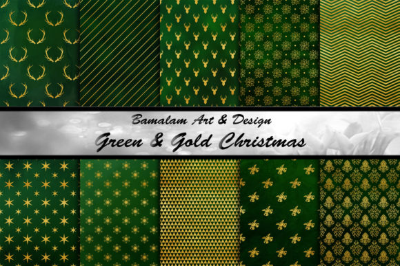 Green Gold Christmas Patterns for Glamorous Creative Projects