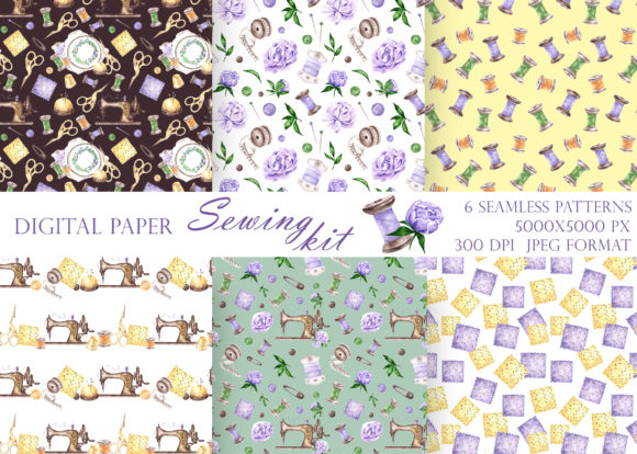 Sewing Kit Seamless Patterns: Needlework for Creative Professionals