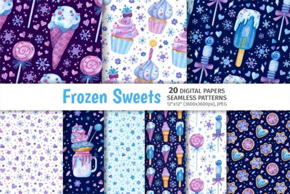Watercolor Frozen Sweets Patterns: A Creative Resource for Digital Designers