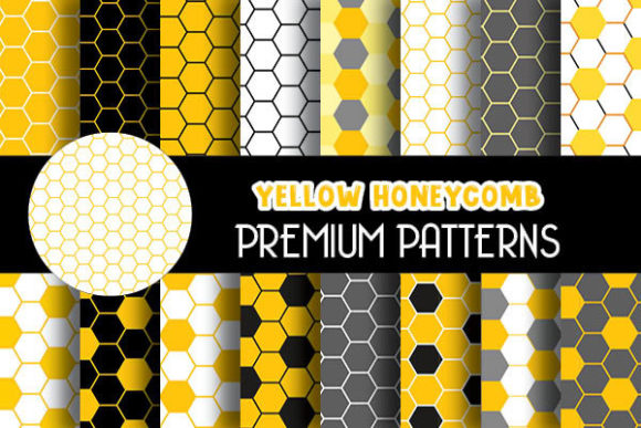 Yellow Honeycomb Digital Papers Patterns